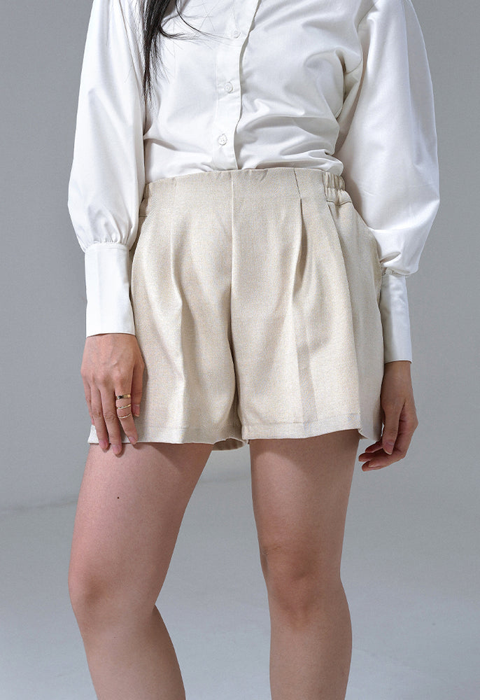 Nayao Pleated Short Pants - Oat
