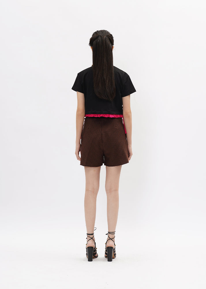 Carrie Ruched Cropped Tee - Fuschia