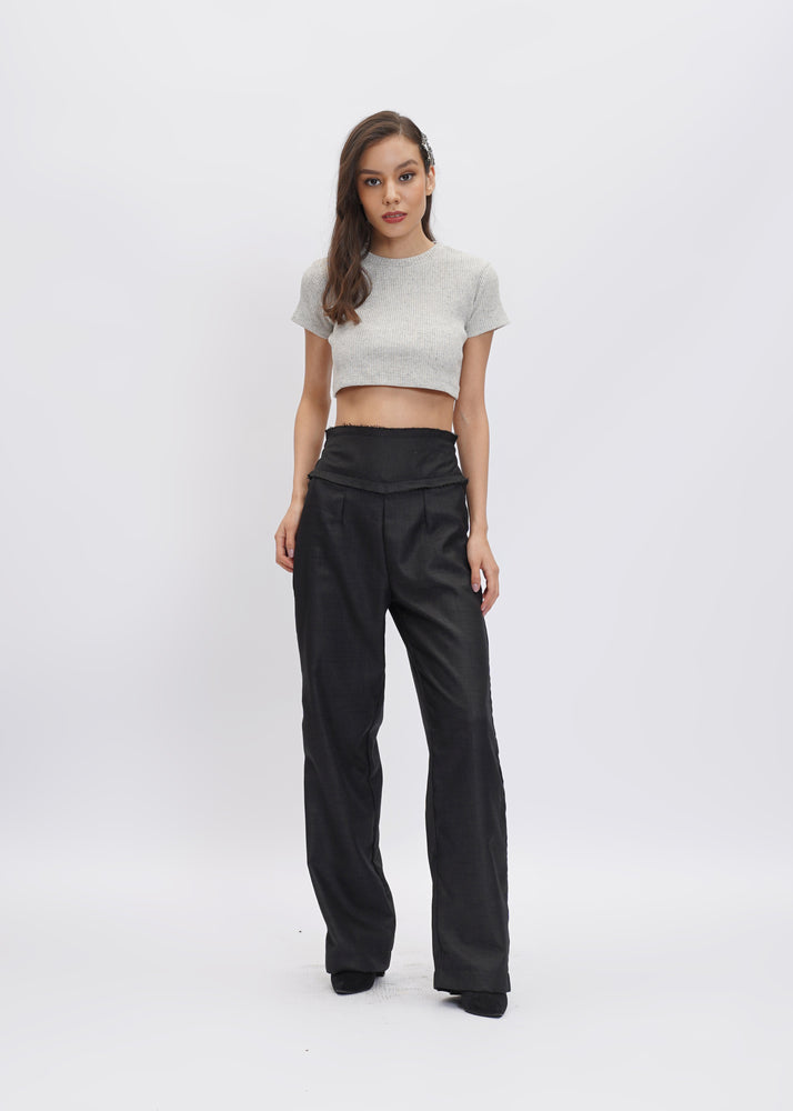 
            
                Load image into Gallery viewer, Ana Ribbed Cropped Tee - Grey
            
        