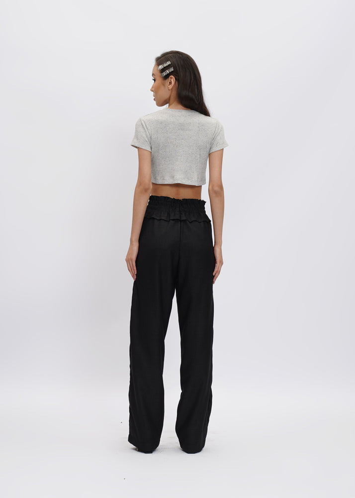 
            
                Load image into Gallery viewer, Ana Ribbed Cropped Tee - Grey
            
        