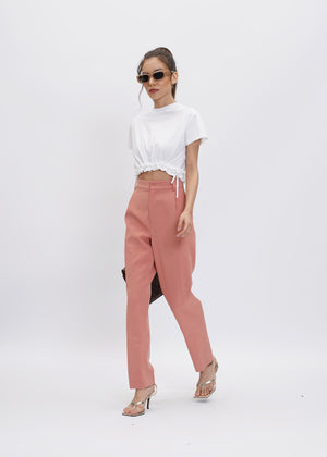 Carrie Ruched Cropped Tee - White