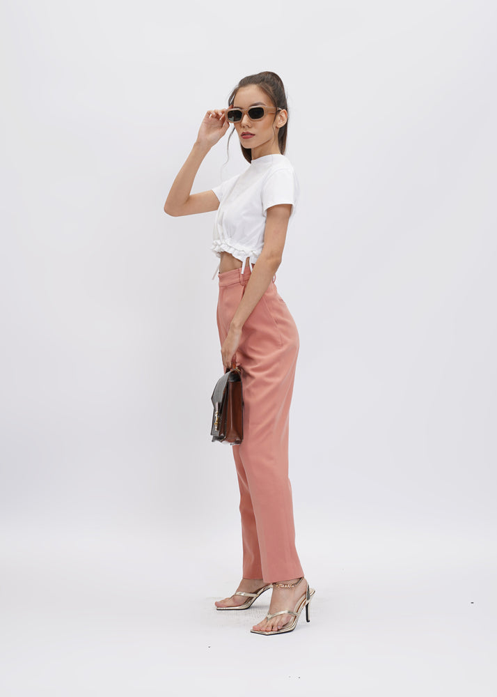 Carrie Ruched Cropped Tee - White