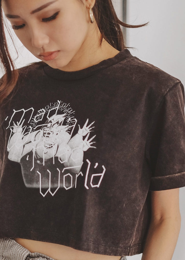 Disney Villains Mad World Washed Cropped Tee
