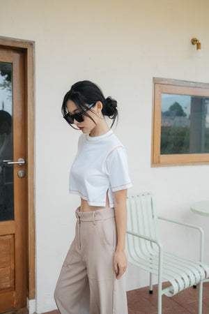 Neon Cropped Tee White Coffee